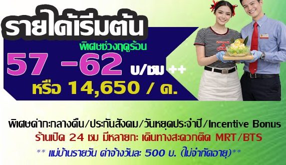 งาน Part Time – Full Time ร้านไอศครีม Swensen’s หลายอัตรา