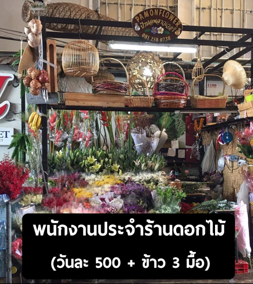 รับสมัครพนักงานประจำร้านดอกไม้