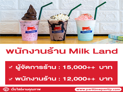 รับสมัครพนักงานประจำร้าน Milk Land รับสมัครพนักงานประจำร้าน Milk Land