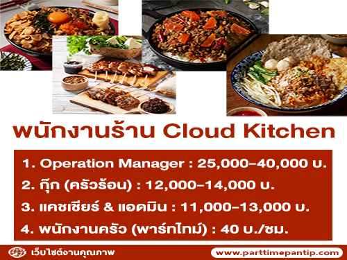รับสมัครพนักงานร้านอาหาร Cloud Kitchen รับสมัครพนักงานร้านอาหาร Cloud Kitchen
