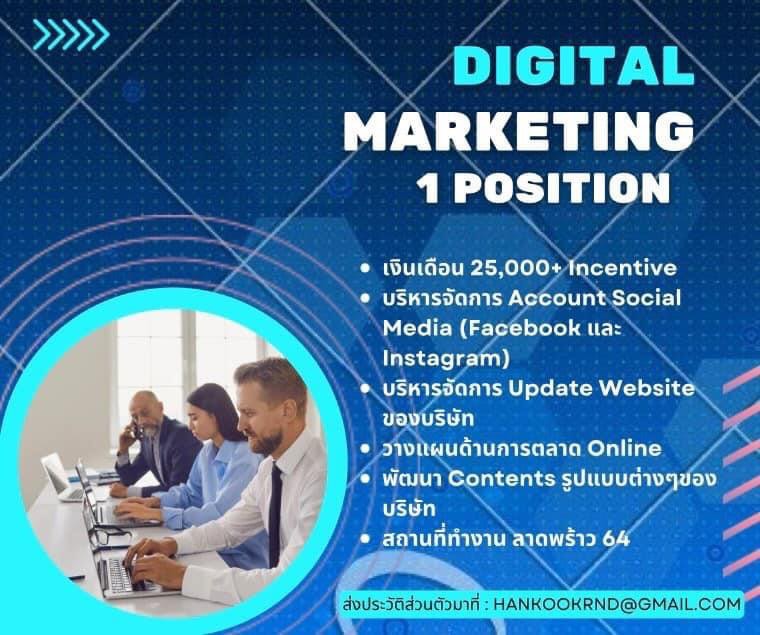 รับสมัครพนักงาน Digital Marketing (บริษัท สกินแคร์เกาหลี)