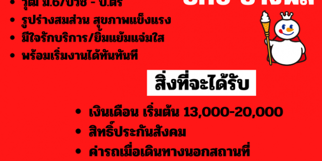รับสมัครพนักงานร้านไฺอศครีม MIXUE (ประจำ – พาร์ทไทม์)