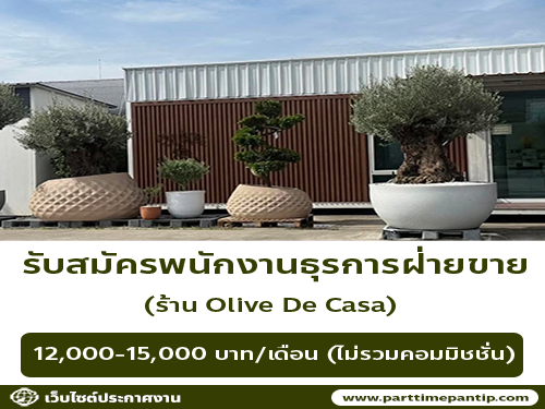 รับสมัครพนักงานธุรการฝ่ายขาย ร้าน Olive De Casa