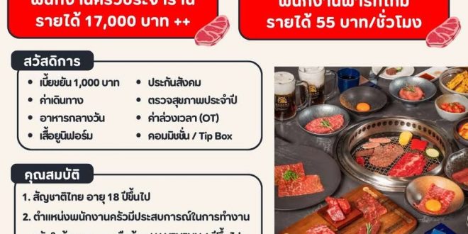 รับสมัครพนักงานร้านอาหาร KAZAMA YAKINIKU
