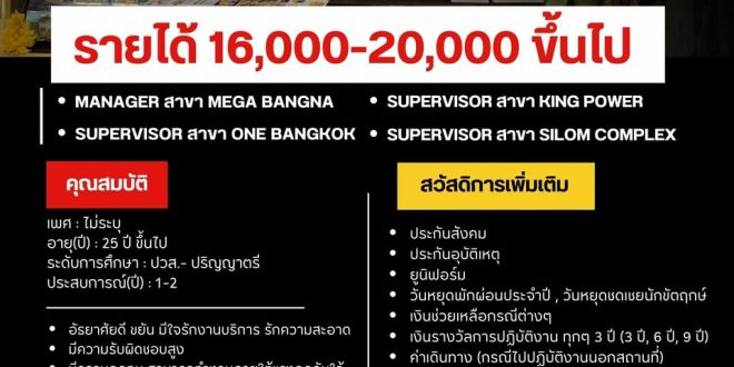 รับสมัครพนักงานประจำร้าน Yenlyyours