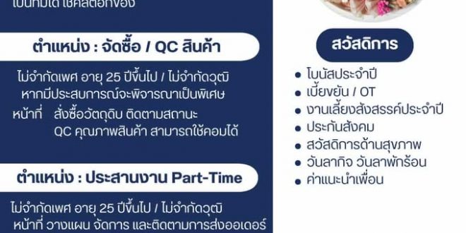 บริษัท พิสต้า โปรชุตโต จำกัด รับสมัครพนักงาน