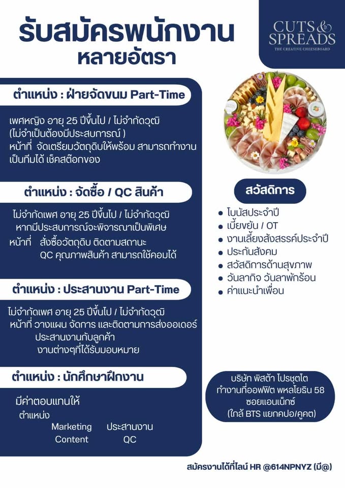 บริษัท พิสต้า โปรชุตโต จำกัด รับสมัครพนักงาน