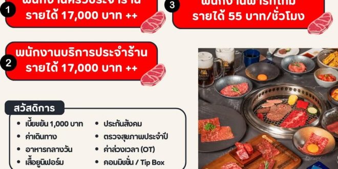 รับสมัครพนักงานร้านอาหาร KAZAMA YAKINIKU