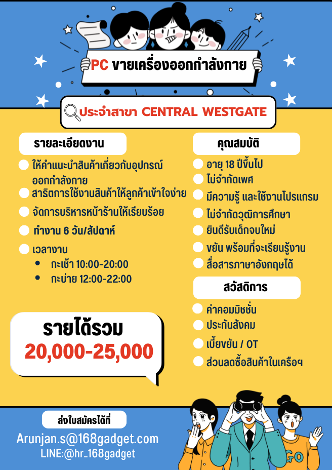 รับสมัครพนักงานประจำร้าน Kingsmith