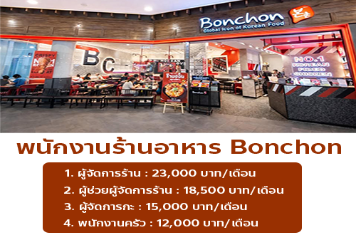 รับสมัครพนักงานร้านอาหาร Bonchon Chicken