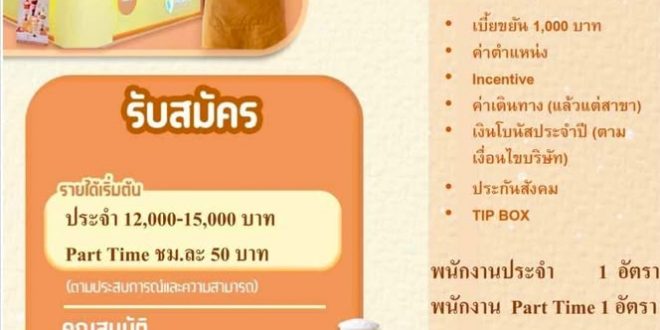 รับสมัครพนักงานประจำ ร้าน Olino Crepe & Tea
