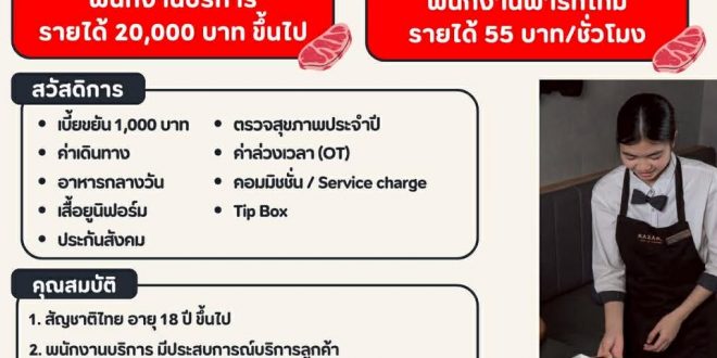 รับสมัครพนักงานร้านอาหาร KAZAMA YAKINIKU