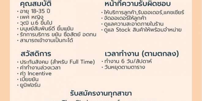 รับสมัครพนักงานหน้าร้านซาลาเปา ท่านพ่อ