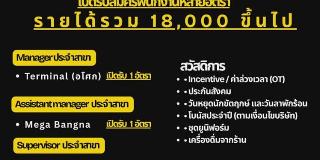 รับสมัครพนักงานประจำร้าน Yenlyyours