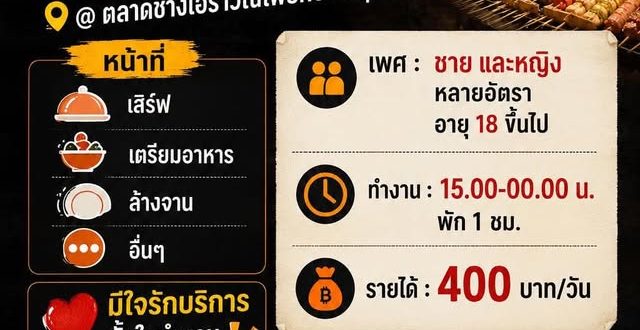 รับสมัครพนักงานร้าน try camp ปิ้งย่างเสียบไม้