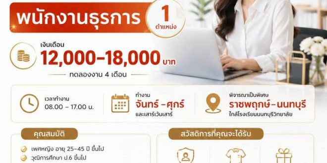 บริษัท ทีพีเฮลท์แอนด์บิวตี้โปรดัก จำกัด รับสมัครพนักงานธุรการ