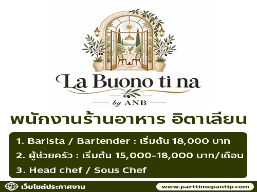 รับสมัครพนักงานร้านอาหาร อิตาเลียน La Bouno ti na